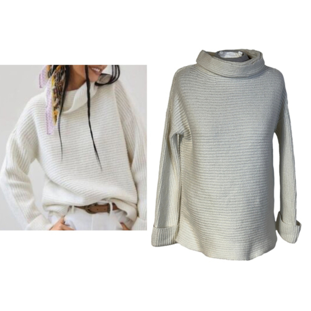 Anthropologie Pilcro Zamora Cowl Neck Sweater Women’s XS White Oversized Knit